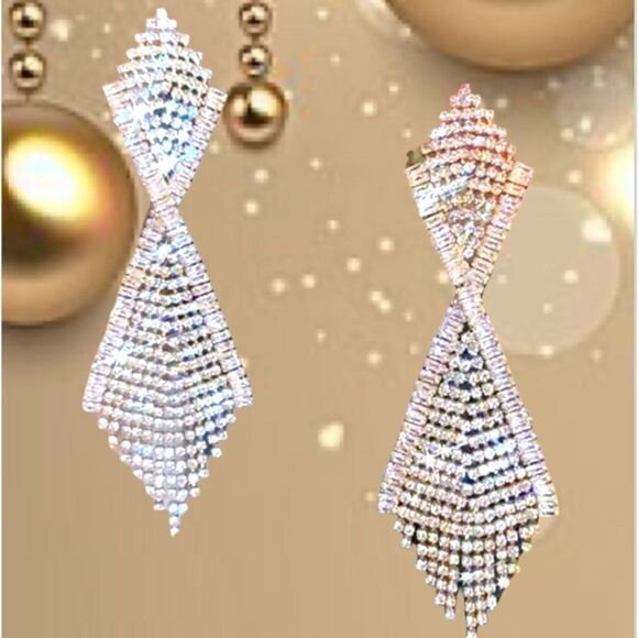 RHINESTONES STATEMENT EARRINGS FASHION WOMEN ACCESSORIES 2023 - Picture 1 of 4